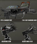 Dual Motor 6000W Fat Tire Electric Mountain Bike For All Terrain Adventures handlebar detail with Type-C port and adjustable stem