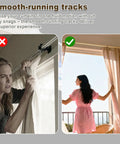 Dual Track Curtain Rod Set With Heavy Duty Aluminum Brackets For Living Room And Bedroom Silent Glide Drapery Rails For Sheer And Blackout Curtains No Fuss Easy Install Modern Finials Durable Window Treatments For Any Window, gold rod on window