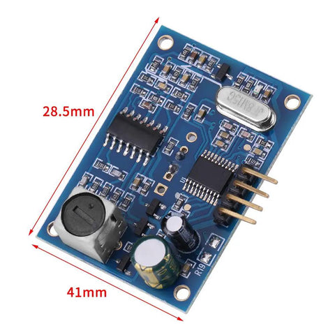 Front view of a Waterproof Ultrasonic Sensor Module With 2.5M Cable For Arduino And DIY Projects, 5V DC, 40kHz Transducer, with dimensions.