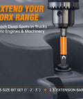 Torx Bit Set 36 Piece T5 Through T40 With 1 Inch, 2 Inch And 3 Inch Tamper Proof Bits, S2 Steel Magnetic Tips, impact usage close-up