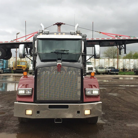 Heavy Duty 10 Foot Red Round Sling for Lifting, Towing and Recovery used on truck with trailer in lot