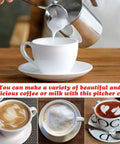 Stainless Steel Manual Milk Frother Handheld Foam Maker For Coffee Cappuccino Latte Hot Chocolate 14 Ounce 400ml No Battery Needed