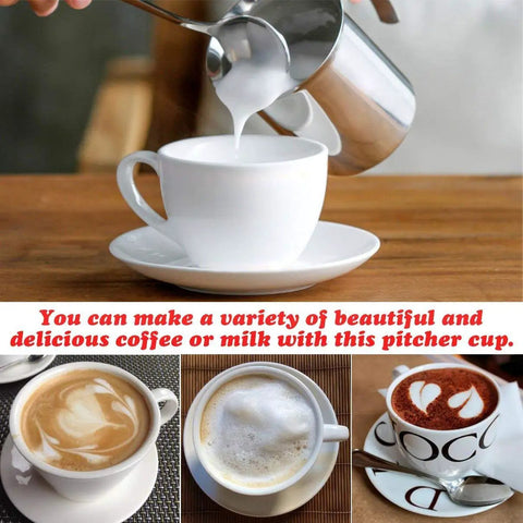 Stainless Steel Manual Milk Frother Handheld Foam Maker For Coffee Cappuccino Latte Hot Chocolate 14 Ounce 400ml No Battery Needed