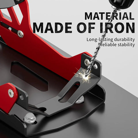 Universal Motorcycle Wheel Chock For Transport, Go To Front Tire Stand, Portable Adjustable, made of iron, close-up view