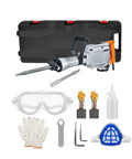 Beast Of A 2200W Electric Demolition Hammer With 1400 BPM Concrete Breaker, point and flat chisels, carrying case, accessories