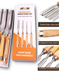Pro Woodworking Chisel Set For Carving And Precision 4 Piece CR V Steel Chisels With Semi Circular Edge Lightweight Solid Wood Handles Boxed