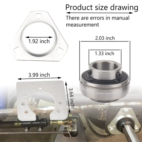 Product size chart for 1 Inch Live Axle Bearing Kit Fits Azusa Axles And Common Kart Builds Including Mini Bikes Trikes And Off Road ATVs Three Hole Flangettes Mounting.