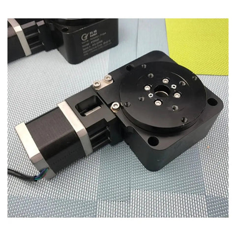 Motorized Rotary Positioning Stage With Electric Indexing Plate, 360 Degree R Axis Turntable on tabletop with stepper motor