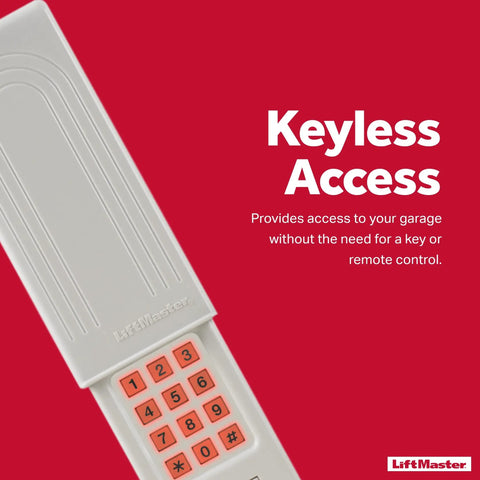 Wireless Keyless Entry Keypad For Garage Door And Gate Openers Universal Fit No Wiring Needed Battery Operated With 9 Volt Battery Included Easy Install And Reliable Access on red background