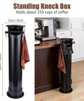 18L Coffee Knock Box For Coffee Shops, Bars And Home, Floor Standing Commercial Espresso Grounds Bin next to espresso machine