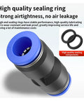 PU 4mm 6mm 8mm 10mm 12mm 14mm 16mm Air Straight Pneumatic Fittings Kit With Push In Quick Release Plastic Hose Couplings For Air Lines Black Boxed Five Pack Tough Easy Install And Leak Free Performance, sealing ring detail