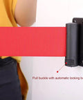 Heavy Duty Retractable Queue Barrier With Smooth As Butter Retractor High Visibility Red White Belt wall mount installation detail