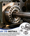 Four Pack Thrust Tapered Roller Bearings With Full Complement Balls, 1.57 Inch Bore, 2.44 Inch Outer Diameter, 0.55 Inch Width, Chrome Steel Case Hardened, Built Tough High Temp Wear Resistant Bearings installed on a shaft