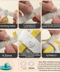 Installation guide for 120 Sets T5 Plastic Snap Buttons No Sew No Tools Required Hand Press Fasteners in use on fabric.