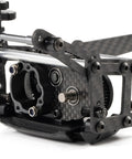 Close-up of Carbon Fiber Lunatic Sporty Chassis Kit With OD3 Overdrive Transmission components for WRCCA Sportsman Class