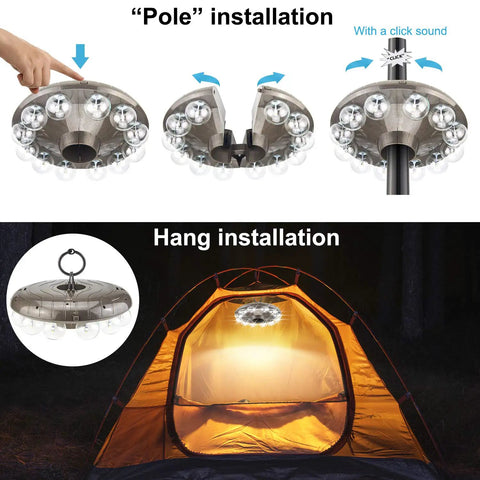Battery Powered Umbrella Lights With RF Remote For Outdoor Patio Umbrella, 12 Color Changing Pole Light, installation options