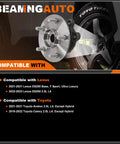 Direct Fit Front Wheel Bearing And Hub Assembly For Camry 2018 Through 2022 Avalon 2021 And Lexus ES250 2021 Through 2023 Two Point Five L Inline Four 5 Lug Replacement With Durable Steel Construction image showing compatible vehicles list and product diagram
