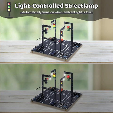 LED Traffic Light Soldering Kit For DIY Fans And STEM Learners Realistic Traffic Signal Circuit Board With Light Sensor