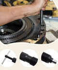 No Sweating Manual Hydraulic Thread Puller For Gears And 10 Ton Heavy Duty Hub Extractor Tool in use on gear assembly.