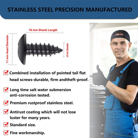 Subaru Black Oxide License Plate Screws Set, Stainless Steel Grade 18-8 Or 304 with technical specifications and installer