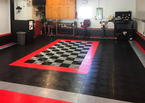 Interlocking Garage Floor Tiles Package With Diamond Pattern Non Slip Heavy Duty Copolymer Modular Flooring No Tools Needed Snap Together 12x12 Inch Tiles In Black 24 Tiles Covering 24 Sq Ft
