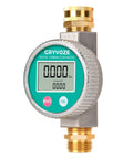 Metal Water Flow Meter Three Quarters Inch GHT Garden Hose Thread Brass Fittings With Large Screen for RVs Pools Lawn Sprinklers and Outdoor Watering