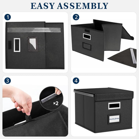 Kick Clutter To Curb With This Heavy Duty Collapsible File Organizer Box Featuring Glide Rail Tracks For Hanging Folders And Letter Paper Snap Together Desk Storage Crate Eliminates Mess Instantly