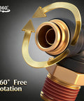 Quarter Inch DOT Air Hose 90 Degree Elbow Fittings Two Pack Quick Connect Fittings PTC PTCR Composite Brass Connector One Quarter Inch Tube OD To One Half Inch NPT Thread For Truck Air Brake And Suspension Systems with 360-degree rotation feature