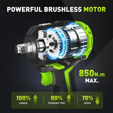 WorkBless 1/2 Inch Cordless Impact Wrench With Brushless Motor For Makita Battery Tool Only High Torque 850Nm Powerful Driver For Tough Bolts And Lug Nuts Heavy Duty Car Tire Repair Job