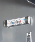 Workhorse Grade 27 Inch Commercial Freezer 23 Cubic Foot Reach In Upright Cooler thermometer mounted inside.