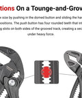 Two Piece Pliers Set Featuring 10 Inch Angle Nose Push Button Adjustable Pliers Wrench, Quick Jaw Adjustments, Domed Button And Four Teeth Tongue Groove Track