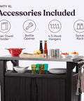 Outdoor Rolling Kitchen Island Cart With Wheels For Patio Bar And Grill Portable Food Prep Table And Storage Dark Brown Party Ready For Drinks Snacks And Cooking On The Go with accessories
