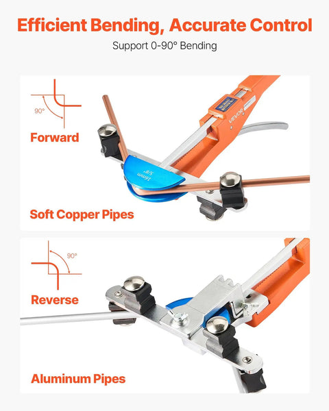 Copper And Aluminum Tubing Bender Kit One Quarter Inch To Seven Eighths Inch With Ratcheting Workhorse Pipe Bender