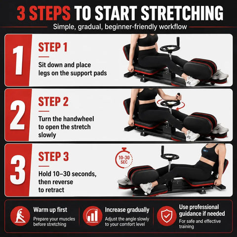 3 Steps To Start Stretching On Heavy Duty Anti Rust Steel Leg Stretcher Machine For Ultimate Flexibility And Deep Stretch Sessions Today