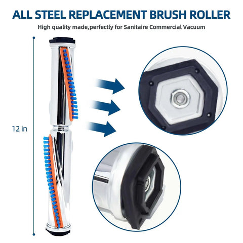 Heavy Duty Metal Brush Roller Replacement For VibraGroomer II Series Commercial Upright Vacuum Cleaners 12 Inch Brushroll 1 Pack