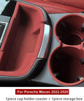 Porsche Macan Center Console Organizer Tray 2 Piece Set Silicone Cup Holder Storage Protective Pad For 2022 2023 2024 2025 2026 Slick Interior Upgrade
