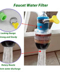 Snag This Badass Three Pack Faucet Water Filter Six Layer Activated Carbon Cartridge Strips, showing locking design and water flow.
