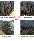 12V Diesel Truck Parking Heater With Water Cooling System showing internal parts like water jackets and combustor accessories.