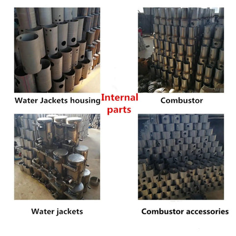 12V Diesel Truck Parking Heater With Water Cooling System showing internal parts like water jackets and combustor accessories.