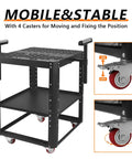 Heavy Duty Planer Stand With Wheels, 550 Lbs Load Power Tool Workstation with mobile casters and dual-tier shelving.