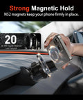 Magnetic Phone Mount For Tesla Model 3 Highland And Model Y Juniper – 360 Degree Rotating Dashboard Mount With Ball Joint Base