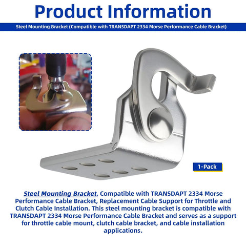 Throttle Cable Bracket For Automotive Installation With Broad Compatibility To TRANSDAPT 2334 Bracket And Dometic Boat Clip Assemblies 036174 035531 031419 Durable Mount For Secure Throttle Cable Routing And No Fuss Boat Or Car Setup, steel 1-pack