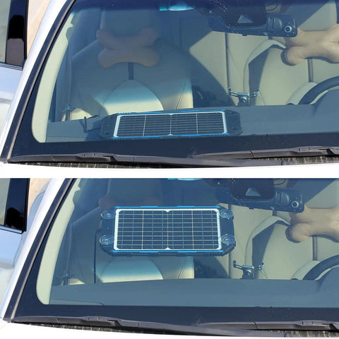 Waterproof 12W 12V Solar Battery Charger And Maintainer With UltraSmart MPPT Charge Controller placed on car windshield