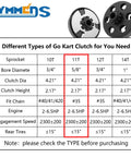 Comparison chart for Five Eighth Inch Bore Centrifugal Clutch Eleven Tooth For 35 Chain Fits Single Wheel Go Kart Mini Bike And Lawn Tractors