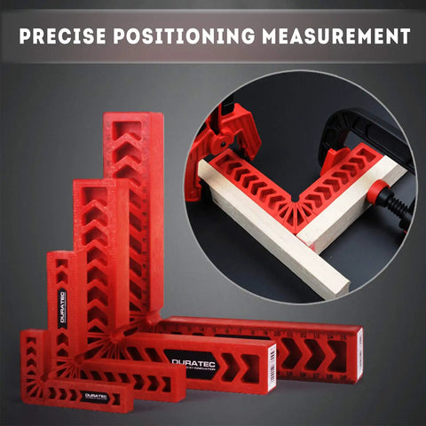 Heavy Duty Positioning Squares For Woodworking Set Of Eight Precision Layout Gauges With Dual Scale Edges, red squares for precise measurement.