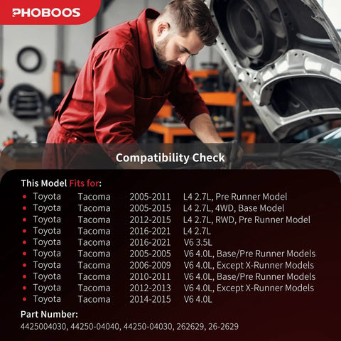 Mechanic performing compatibility check on vehicle with Hydraulic Power Steering Rack And Pinion Assembly for Toyota Tacoma.