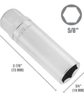 Magnetic Five Eighths Spark Plug Socket For Three Eighths Inch Drive Engine Tune Up Tool Oil Resistant Chrome Finish S2 Steel