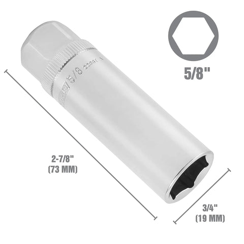 Magnetic Five Eighths Spark Plug Socket For Three Eighths Inch Drive Engine Tune Up Tool Oil Resistant Chrome Finish S2 Steel