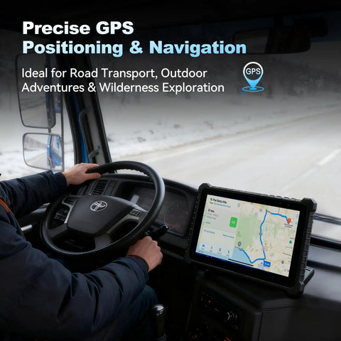 Built Like A Tank 10.1 Inch Rugged Tablet PC With Windows 11 Pro And Intel Core I5 16Gb Ram 128Gb Storage Ip67 Waterproof Screen Reads Clear In Direct Sunlight GPS navigation in truck with tablet.