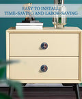 Tie Dye Peace Sign American Flag Pattern Round Cabinet Knobs 2-Piece Set installed on beige dresser
